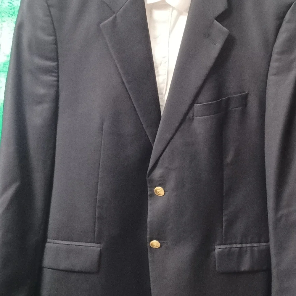 Lauren Ralph Lauren Mens Navy Blue 100% Wool Blazer Gold Crest Buttons Canada